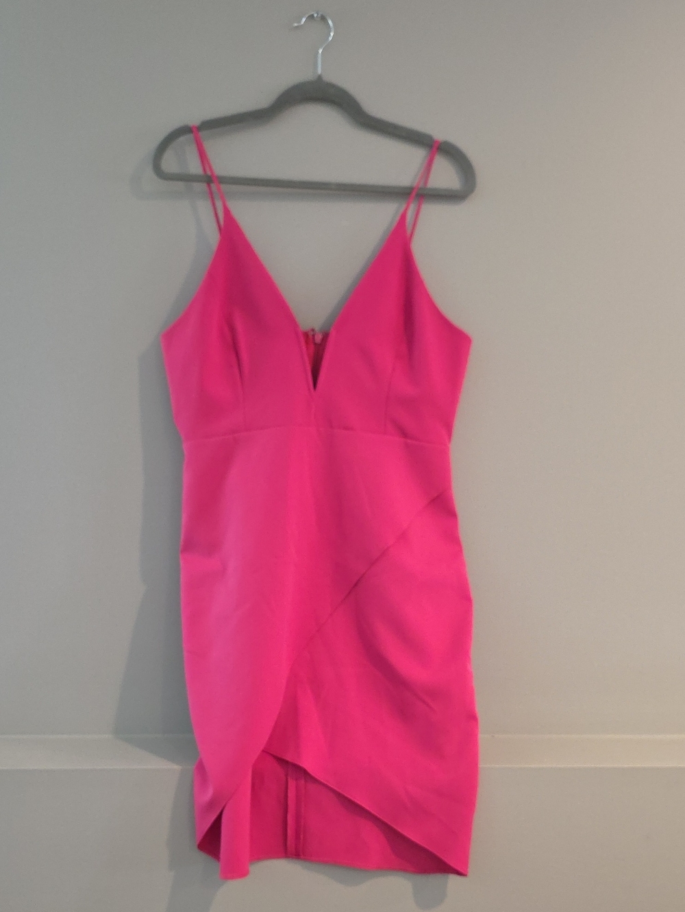 Topshop Bright Pink V-Neck Spaghetti Strap Mini Dress